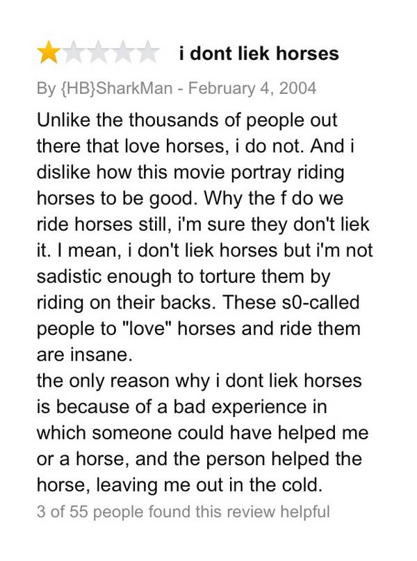Somebody is fed up with the portrayal of horses in