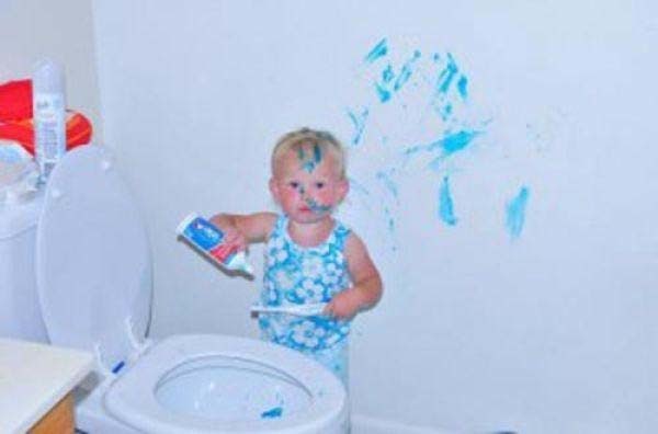 5.) Keeping a bathroom clean is child