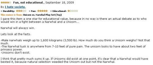 A factual review of a Narwhal vs. a Unicorn play set.