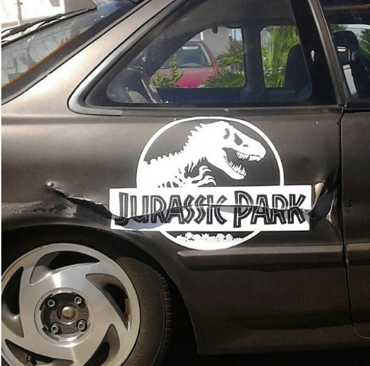 9. Car damage? More like T-Rex attack.