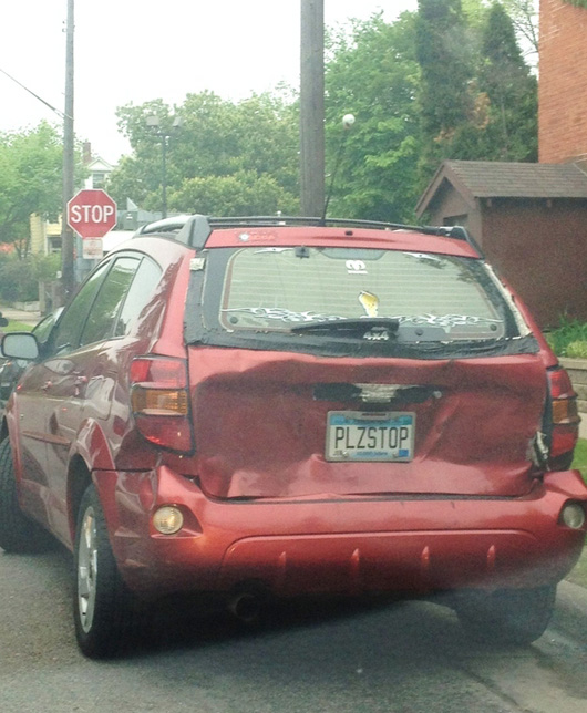 3. After getting rear-ended too many times, this guy sent out a message.