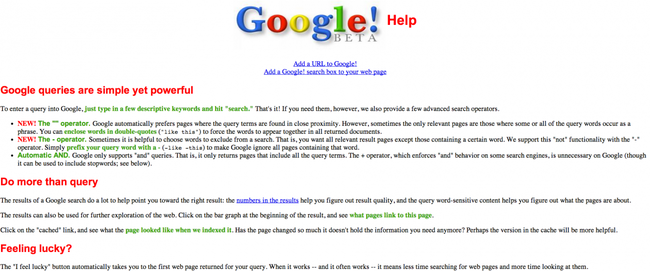 By December 1999 the Google Beta was the homepage. Here