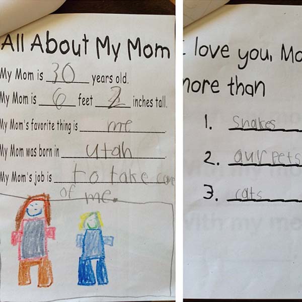 6.) Hey, mom. I love you more than snakes.