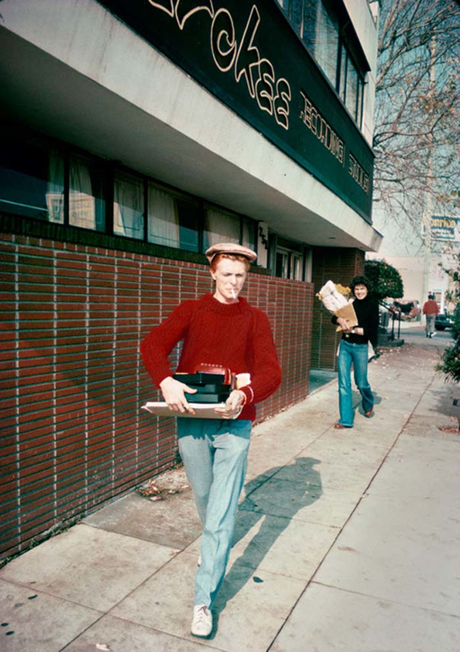 David Bowie on his way to a recording session.