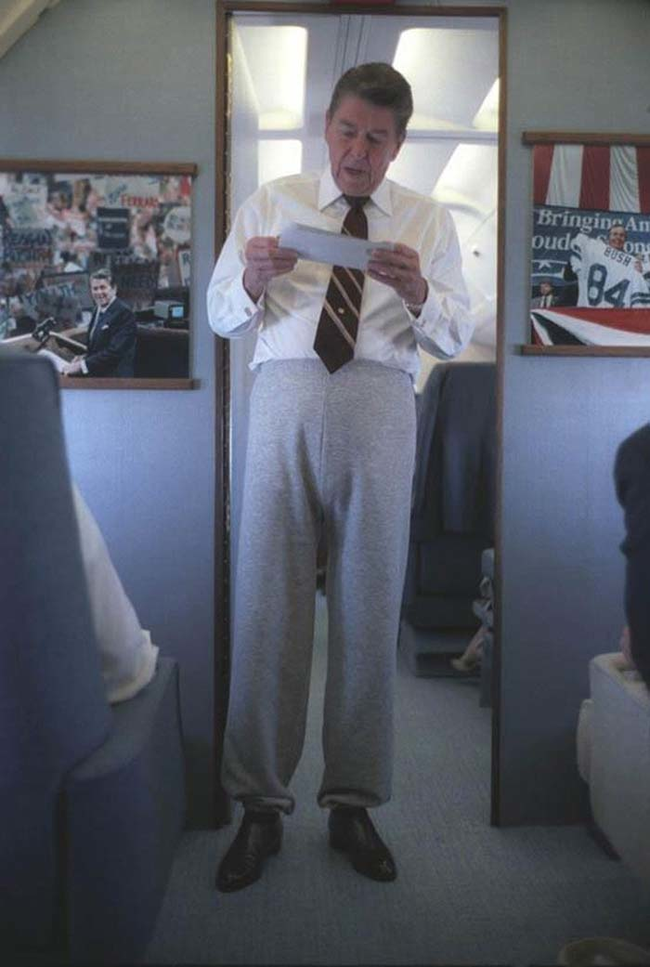 Ronald Reagan in sweatpants.