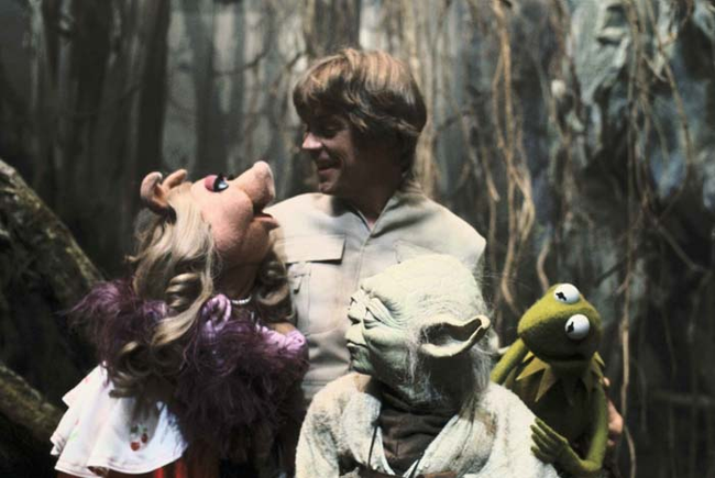 Mark Hamill hanging out with the muppets.